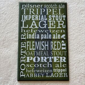 Pilsner IPA Beer‎ Wood Green, distressed, Bar Sign wall decor man cave 16”x10”
